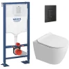 Solido pack WC bâti-support autoportant + WC suspendu Ceramia PixL + abattant SoftClose + plaque noir (GRCEPXWT03-FR)