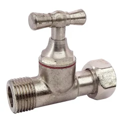 Somatherm For You - Robinet d'arrêt droit pour WC - 3/8 - Tête à clapet - Laiton nickelé