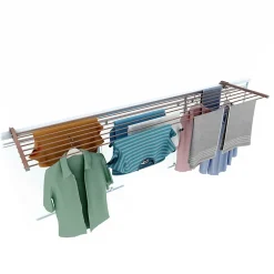 Support linge pliable 2 positions corten 202x63x8 cm Foxydry Duo
