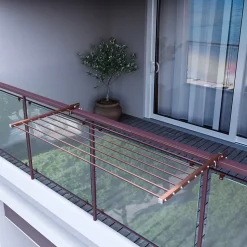 Support linge pliable 2 positions corten 202x63x8 cm Foxydry Duo