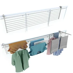 Support linge rabattable 2 sens blanc 202x63x8 cm Foxydry Duo