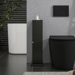 Support papier toilette - porte-papier toilette - armoire pour papier toilette - 3 niveaux + sortie papier MDF noir