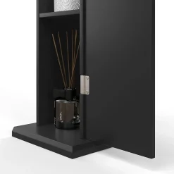Support papier toilette - porte-papier toilette - armoire pour papier toilette - 3 niveaux + sortie papier MDF noir