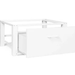 Support pour machine à laver 63 x 54 cm socle réhausseur en métal avec tiroir