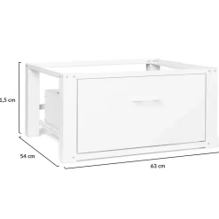 Support pour machine à laver 63 x 54 cm socle réhausseur en métal avec tiroir