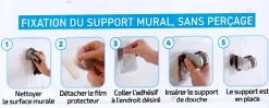 Support universel pour douchette adhésif en ABS noir MTK