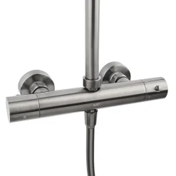 Swiss Aqua Technologies Aurum colonne de douche avec mitigeur thermostatique + douche de tête + douchette à main, métal brossé