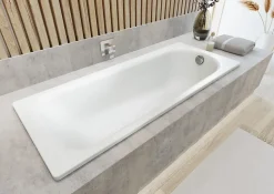 Swiss Aqua Technologies By Kaldewei Vivien 150 x 70 cm Baignoire gain de place 82 L en acier émaillé, sans pieds, blanc