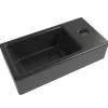 Swiss Aqua Technologies Brevis Lave-mains suspendu Noir mat avec trou pour robinetterie à droite, 40,5x20,5x10,5cm + Bonde