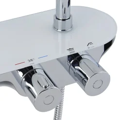 Swiss Aqua Technologies Colonne douche, Douchette 3 jets, mitigeur thermostatique, Barre réglable en hauteur, Chrome/Blanc