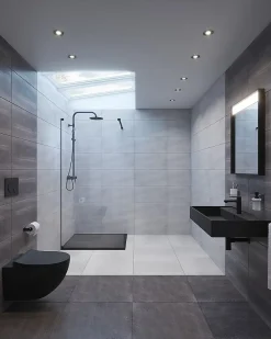 Swiss Aqua Technologies Colonne de douche avec mitigeur mécanique + Douche de tête 200mm + Douchette 3 jets, Noir mat (SATSSPKC)