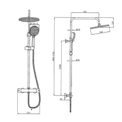 Swiss Aqua Technologies Colonne de douche XXL 250 avec mitigeur thermostatique, Douchette 3 jets, chrome (SATSSTKE)