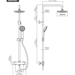 Swiss Aqua Technologies Colonne de douche XXL 250 avec mitigeur thermostatique, Douchette 3 jets, noir mat (SATSSTKEC)