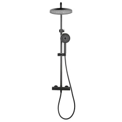 Swiss Aqua Technologies Colonne de douche XXL 250 avec mitigeur thermostatique, Douchette 3 jets, noir mat (SATSSTKEC)