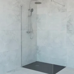 Swiss Aqua Technologies Colonne de douche avec douchette 3 jets, Mitigeur thermostatique, Barre réglable en hauteur, Noir/Chrome