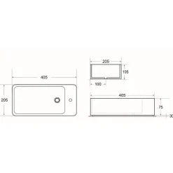 Swiss Aqua Technologies Ensemble lave-mains suspendu avec trou pour robinetterie 40.5x20.5 + Siphon (SATBRE4020SL-SET2)
