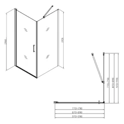 Swiss Aqua Technologies Fusion ensemble porte pivotante /paroi 100x80cm anticalcaire avec profilés noir mat (SATFUD100S80C)