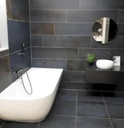 Swiss Aqua Technologies Nelly 175x82 cm Baignoire droite Autoportante orientation droite en marbre coulé, Blanc (NEL1700P)