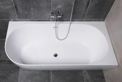 Swiss Aqua Technologies Nelly 175x82 cm Baignoire droite Autoportante orientation droite en marbre coulé, Blanc (NEL1700P)