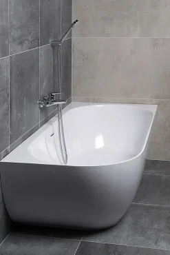 Swiss Aqua Technologies Nelly 175x82 cm Baignoire droite Autoportante orientation droite en marbre coulé, Blanc (NEL1700P)