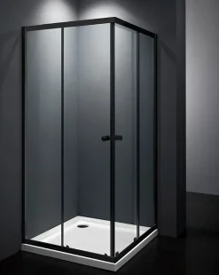 Swiss Aqua Technologies SAT PROJECT Douche 90x90cm coulissante avec profilé noir mat (SATPROMUQ90CT)