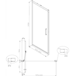Swiss Aqua Technologies TEX-C ensemble porte compact/paroi 100x80cm anticalcaire avec profilés chrome brillant (SATTEXC100S80)