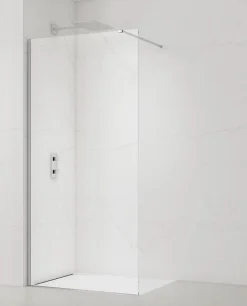Swiss Aqua Technologies Walk-in 120x200cm Paroi en verre Crystal Glass 8 mm anticalcaire, avec bras et profilés chrome brillant