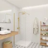Swiss Aqua Technologies Walk-in 80x200cm Paroi en verre Crystal Glass 8 mm anticalcaire, avec bras et profilés or (SATBWI80PRZ)