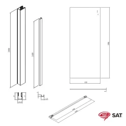 Swiss Aqua Technologies Walk-in 90x200cm Paroi en verre Crystal Glass 8 mm anticalcaire, avec bras et profilés Laiton