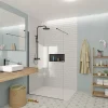 Swiss Aqua Technologies Walk-in 120x200cm Paroi en verre Crystal Glass 8 mm anticalcaire, avec bras et profilés noir mat