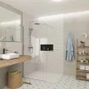 Swiss Aqua Technologies Walk-in 100x200cm paroi en verre Crystal Glass 8 mm anticalcaire, avec bras et profilés chrome brillant