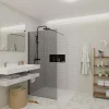 Swiss Aqua Technologies Walk-in 100x200cm Paroi en verre fumé 8 mm anticalcaire, avec bras et profilés noir mat (SATBWI100KSPRC)