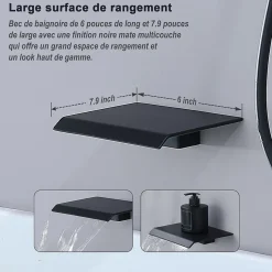 Système de Douche Encastrable Noir avec Grande Tête de Douche Carrée 12