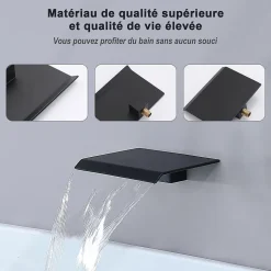 Système de Douche Encastrable Noir avec Grande Tête de Douche Carrée 12