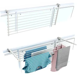 Système rabattable blanc pour rambarde 118x63x8 cm Foxydry Duo