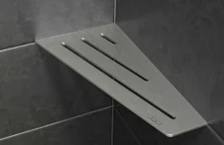 Tablette murale de douche SHELF- E- S3 - CURVE - aluminium structuré Noir mat - 62 x 295 x 154 mm
