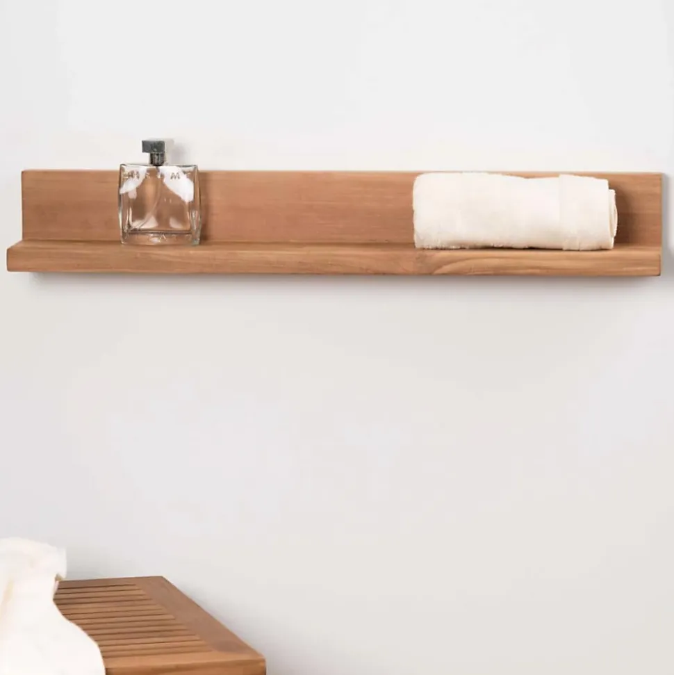 Tablette étagère Camélia salle de bain en teck massif 70cm