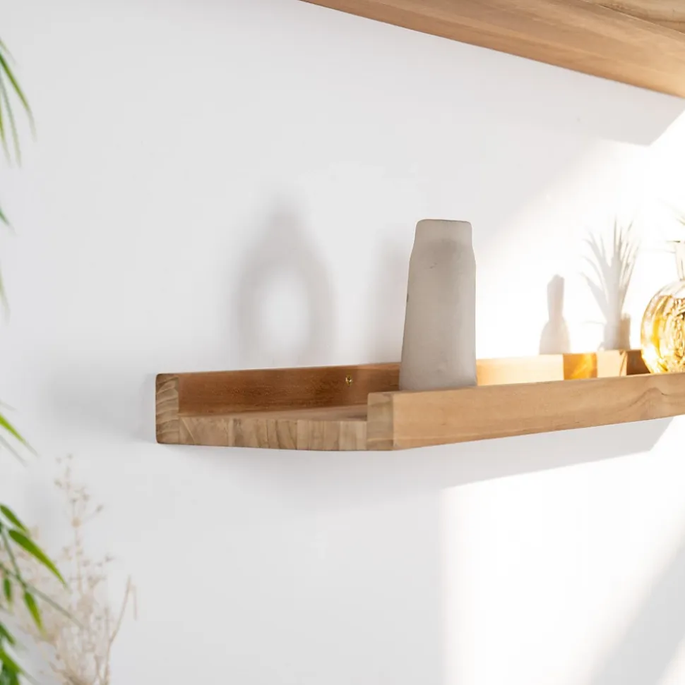 Tablette étagère Helvine salle de bain en teck massif 90cm