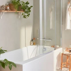 Tablier bain pour baignoires rectangulaires installation angle 180 x 90 x 60cm Blanc Mat + Pare bain Malice JACOB DELAFON