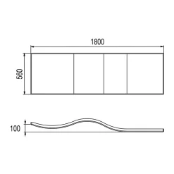 Tablier de baignoire frontal blanc 180 x 90 cm pour baignoire Folk, Valentin
