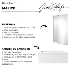Tablier de baignoire JACOB DELAFON installation en niche blanc mat + pare bain Malice