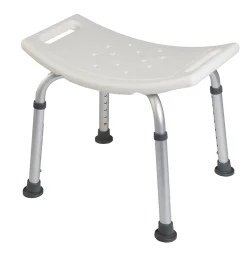 Tabouret de douche avec poignées, hauteur réglable, blanc, Godonnier