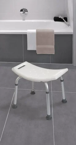 Tabouret de douche avec poignées, hauteur réglable, blanc, Godonnier