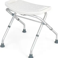 Tabouret de Douche, Banc de Douche avec Poignées, Charge 150 kg, pour Personnes Âgées, Handicapées, Enceintes, Blanc