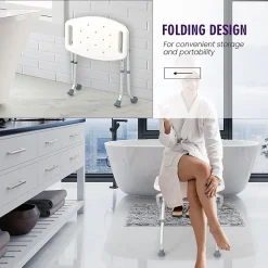 Tabouret de Douche, Banc de Douche avec Poignées, Charge 150 kg, pour Personnes Âgées, Handicapées, Enceintes, Blanc