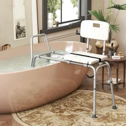 Tabouret de Douche Coulissant, Banc de Douche Autonomie Hauteur Réglable, Personnes Handicapées Âgées,Charge 160KG
