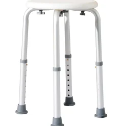 Tabouret de douche réglable en hauteur siège de douche ergonomique pieds antidérapants charge max. 136 Kg alu HDPE blanc