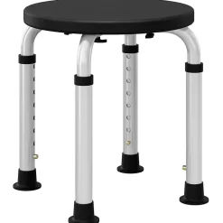 Tabouret de douche réglable en hauteur siège de douche ergonomique pieds antidérapants charge max. 136 Kg alu HDPE noir