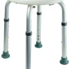 Tabouret de salle de bains réglable en alu et PE blanc, adapté aux PMR, Godonnier