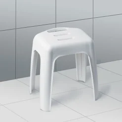 Tabouret grand siège de douche HOCKER Blanc Max 130kg Spirella